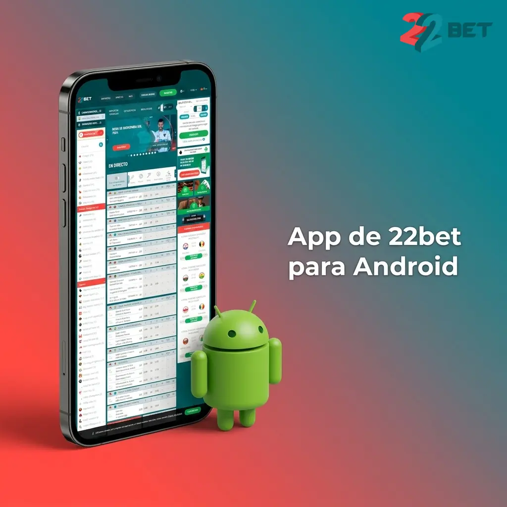 App de 22bet para Android con acceso a apuestas deportivas, casino en vivo y gestión de cuenta de forma gratuita